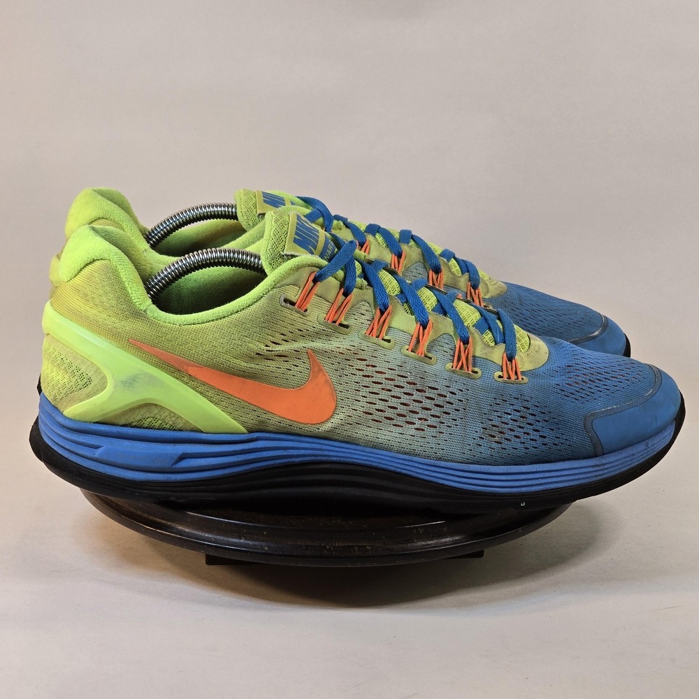 Nike Lunarglide Shoes Mens Size 12 Blue Green Orange Running Sneakers 551861-991